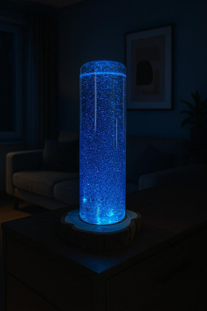 XXL epoxy resin lamp with color change – chameleon effect &amp; wooden base