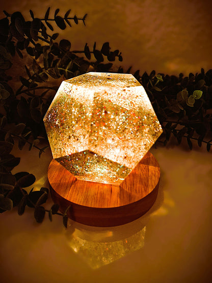 Epoxidharz Dodekaeder Lampe – moderne Tisch- & Nachtlampe aus Resin / Resin Lamp