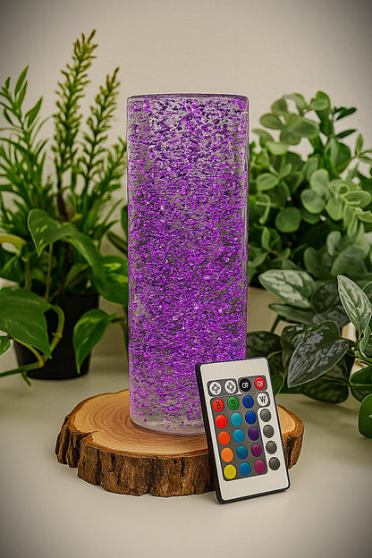 XXL Epoxidharz Lampe mit 24Karat Gold – RGB Designlicht auf Holz