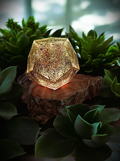 Epoxidharz Dodekaeder Lampe – moderne Tisch- & Nachtlampe aus Resin / Resin Lamp