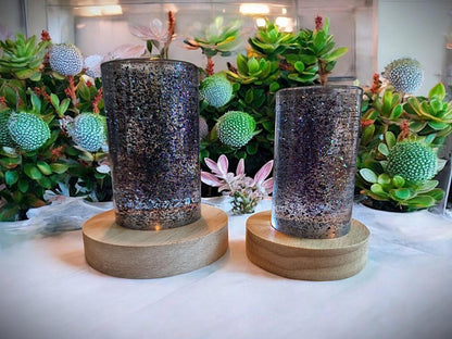 Epoxy resin table lamp with chameleon flakes &amp; RGB LED