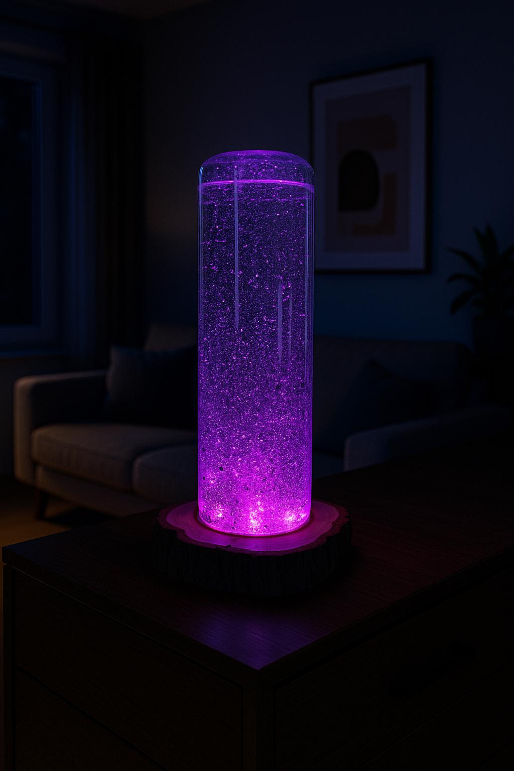 XXL epoxy resin lamp with color change – chameleon effect &amp; wooden base