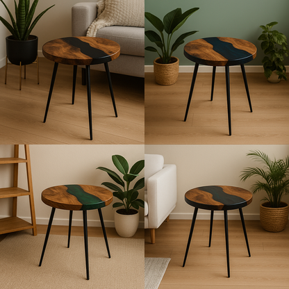 Handcrafted epoxy resin side table – a unique, individually designed piece.