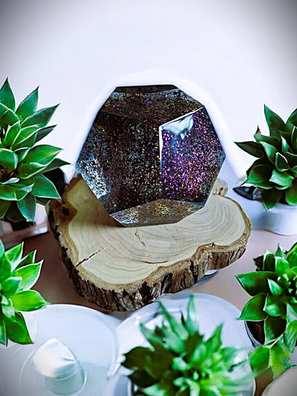 Epoxidharz Dodekaeder Lampe – moderne Tisch- & Nachtlampe aus Resin / Resin Lamp