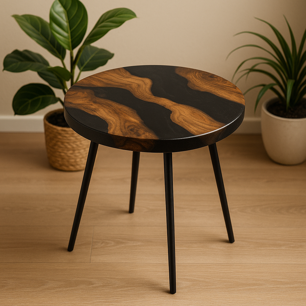 Handcrafted epoxy resin side table – a unique, individually designed piece.