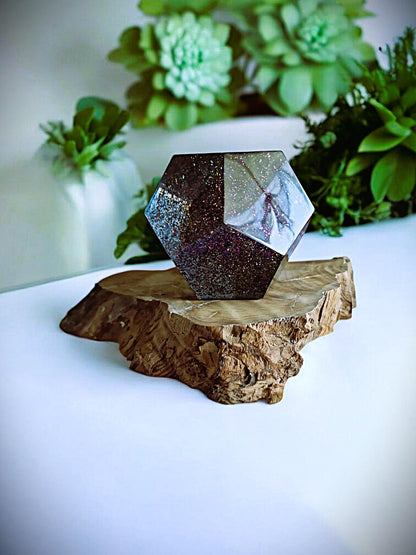 Epoxidharz Dodekaeder Lampe – moderne Tisch- & Nachtlampe aus Resin / Resin Lamp