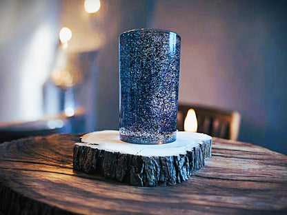 Epoxy resin table lamp with chameleon flakes &amp; RGB LED