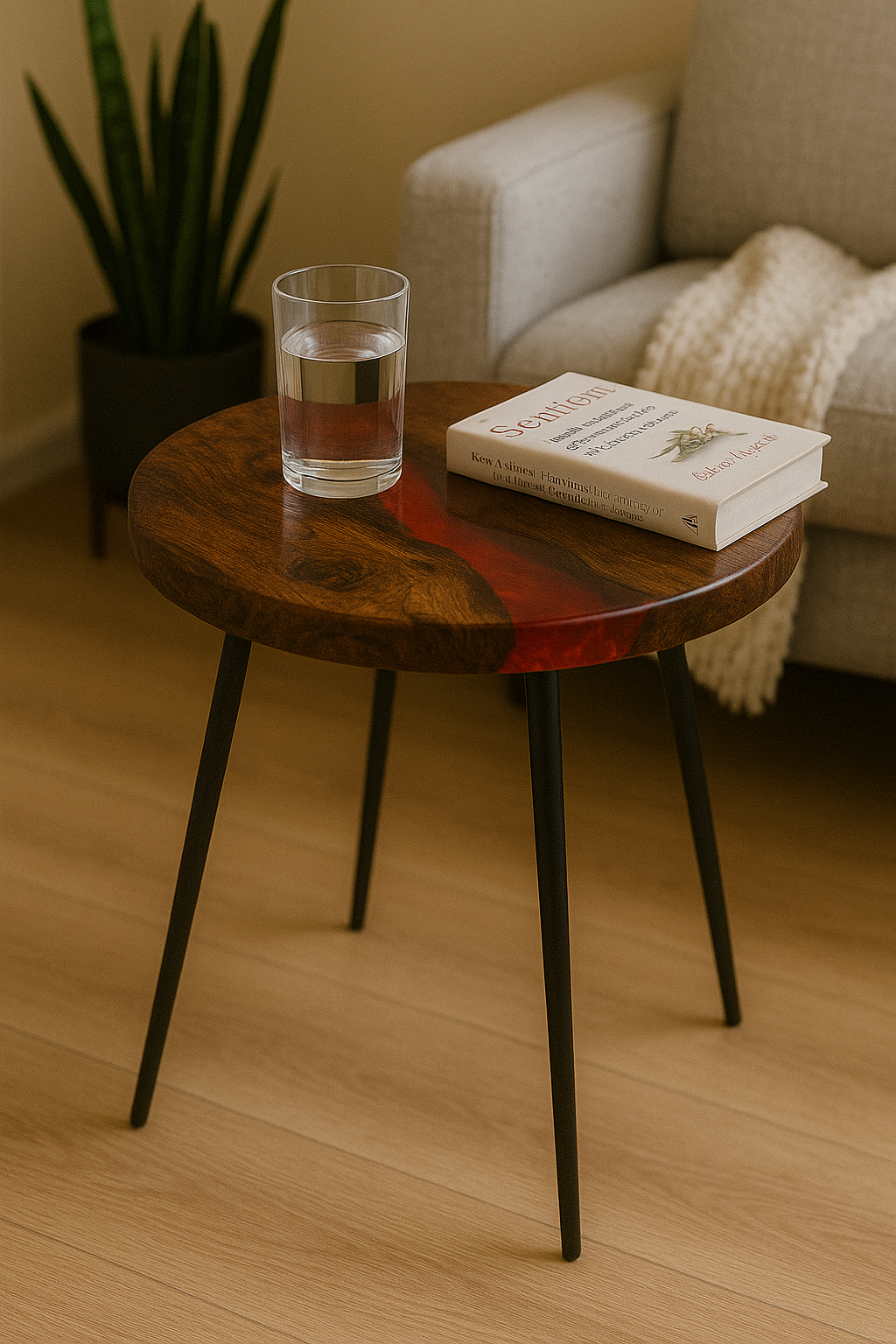 Handcrafted epoxy resin side table – a unique, individually designed piece.