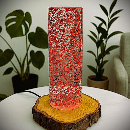 XXL Epoxidharz Lampe mit 24Karat Gold – RGB Designlicht auf Holz